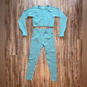Teal Long Sleeve Seamless Legging Set